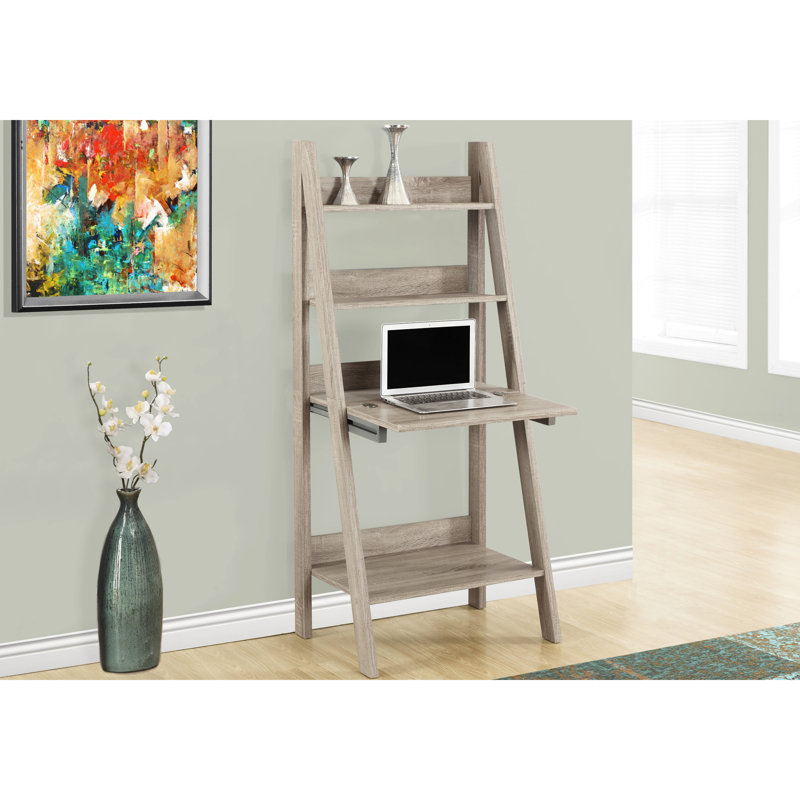 Bureau d'ordinateur contemporain contemporain, hauteur 61 po - Tablettes en stratifié brun d'une hauteur de 61 po pour bureau, stratifié taupe, satisfaction de travail accrue
