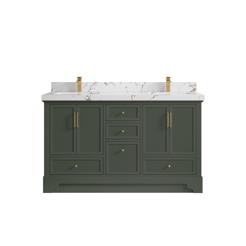 Alys 60'' Free Standing Double Bathroom Vanity with Quartz Top