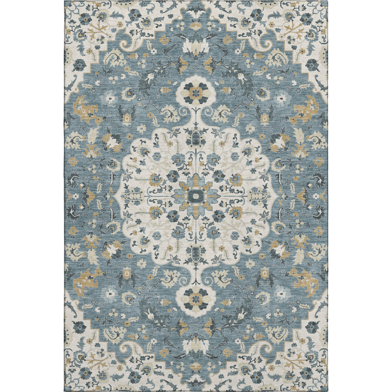 Tapis traditionnel lavable à la machine Premium Premium AMF2463, Ivoire ivoire, 3 pi x 5 pi
