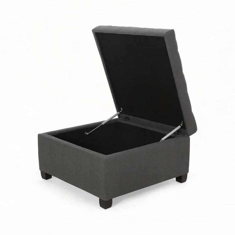 Francisville Upholstered Ottoman, Dark Gray