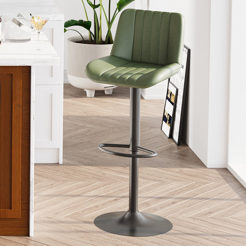 Swivel Upholstered Adjustable Height Counter Stool with Metal Frame, Green
