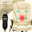 Fauteuil de bureau beige en cuir d'unité centrale, inclinaison de 120 degrés, massage par vibration, accoudoir, télécommande pour réduire le stress avec chauffage, accoudoir et siège réglable