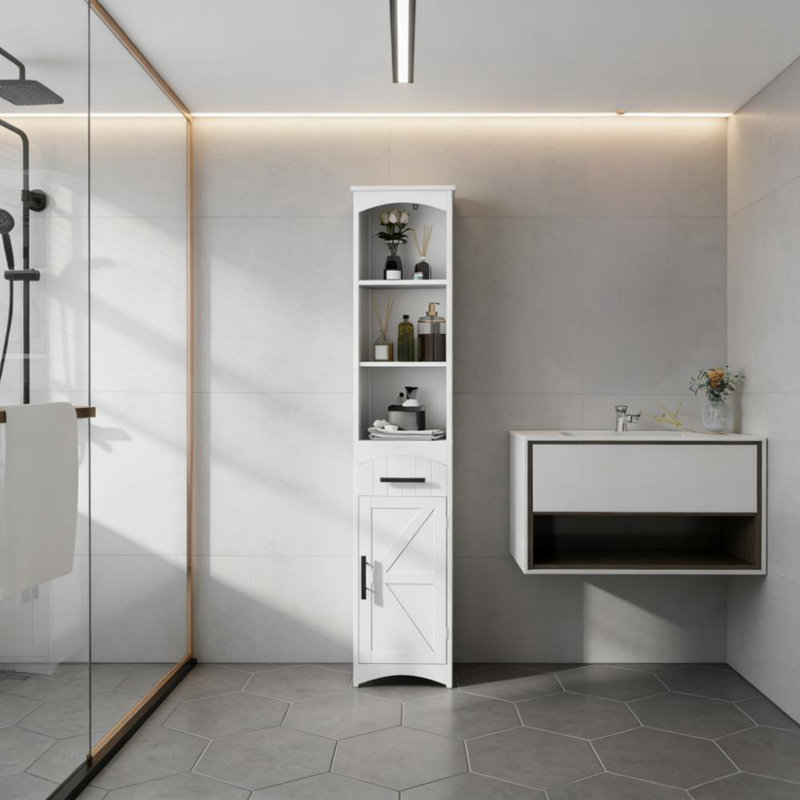 Armoire de rangement étroite étroite avec tiroir et grande salle de bain