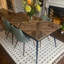 Teak Metal Base Dining Table-28208397