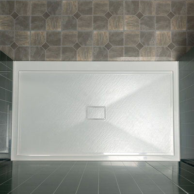 60 po X 36 po Base de panneau de douche à surface solide en blanc, installation en alcôve avec options de drainage, antidérapante et résistante à la moisissure