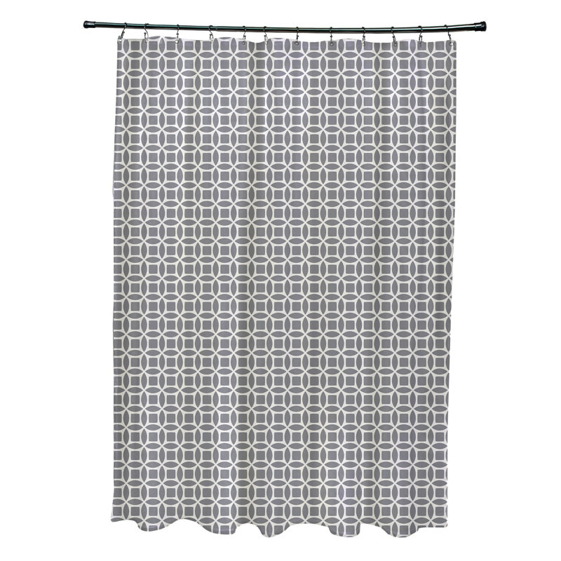 Rideau de douche simple géométrique Delaria, Blanc cassé/gris