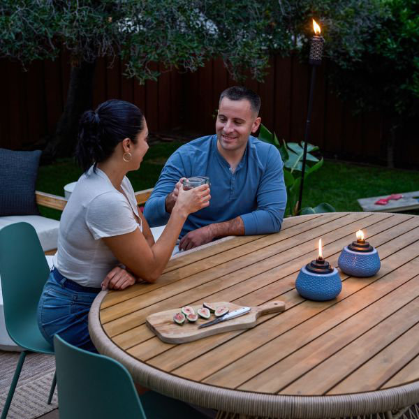 Blue Denim Adjustable Flame Stone Table Torch