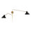 Applique murale à bras articulé 2 lumières Elyse en noir mat avec laiton naturel