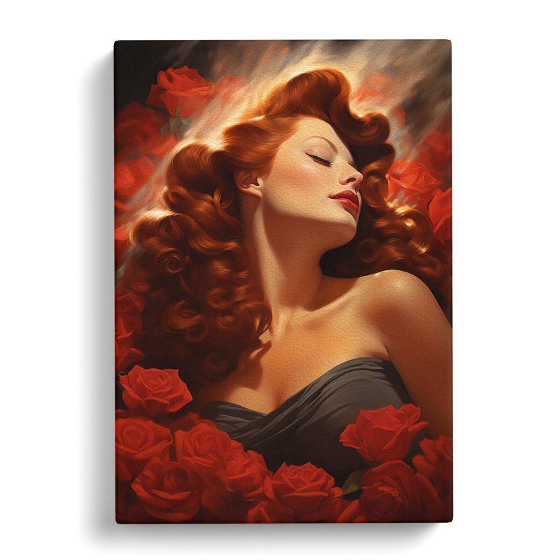 Red Headed Woman Romanticism - Wrapped Canvas, 50cm H x 35cm W x 3cm D