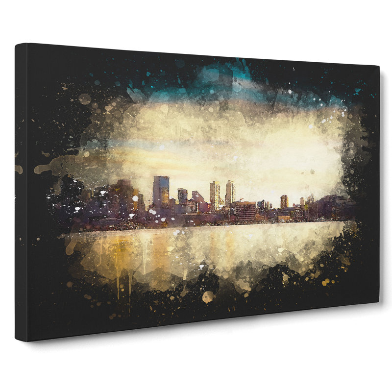 Reflection Of The Seattle Skyline - Wrapped Canvas Painting, 35cm H x 50cm W x 3cm D
