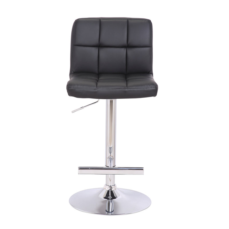 Batty Swivel Upholstered Adjustable Height Counter Stool with Metal Frame, Black