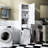 White Laundry Cabinet With Versatile Storage For Toiletries And Clothing Modern Convenient Separation