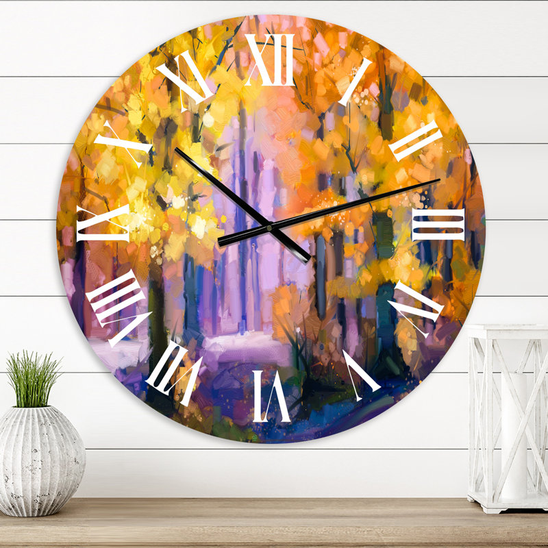 Arbre d'automne coloré forêt Treescape III - horloge murale moderne, Moyen