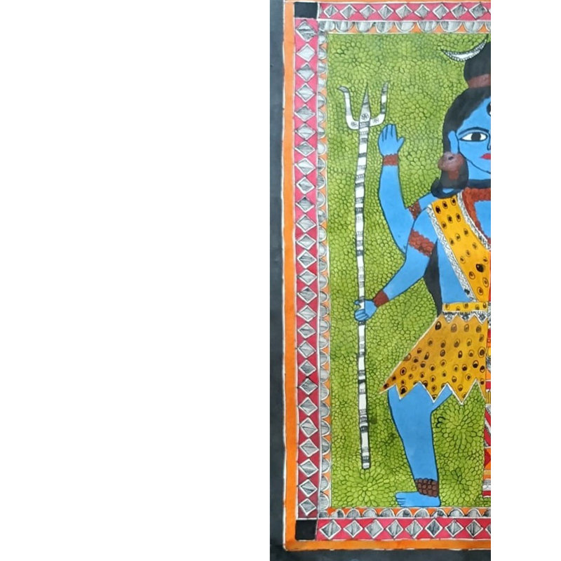 Ardhnarishwar - Lord Shiva et Parvati | Couleur acrylique sur papier fait à la main | Par Annu Kumari