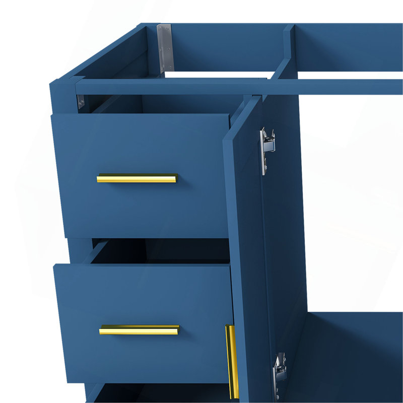 Meuble-lavabo de salle de bain de 42 pouces avec 2 portes doubles à fermeture douce et 9 tiroirs à glissière lisses