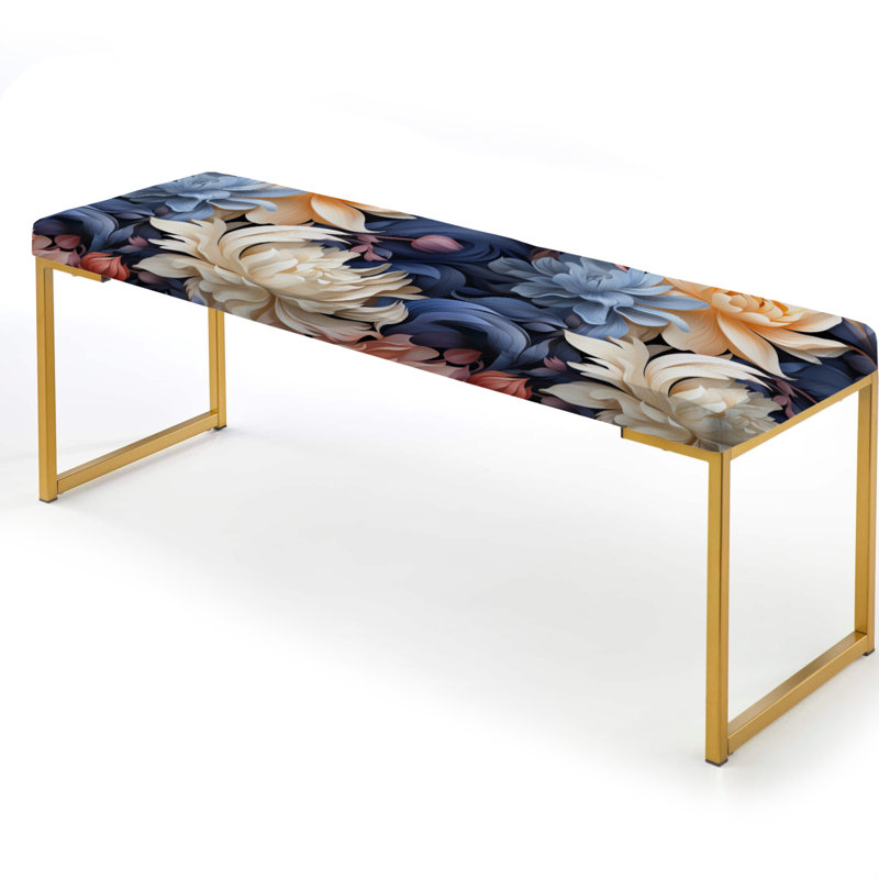 Banc rembourré or, Peonies Blue And Purple Damask Dreams