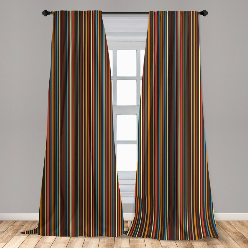 Multicolor Striped Light-Filtering Polyester Curtain Panels, 28" x 63"