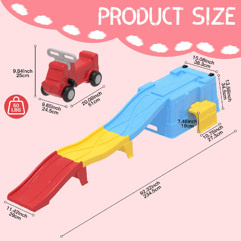 Haut et bas Roller Coaster Kids Ride On, Rouge / Jaune / Bleu