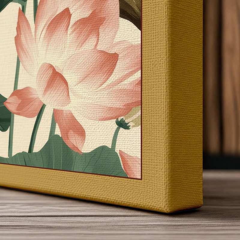 Lotus Blossom Study Botanical - Wrapped Canvas, 18x12 - 45.7 x 30.5 cm, Ochre Border