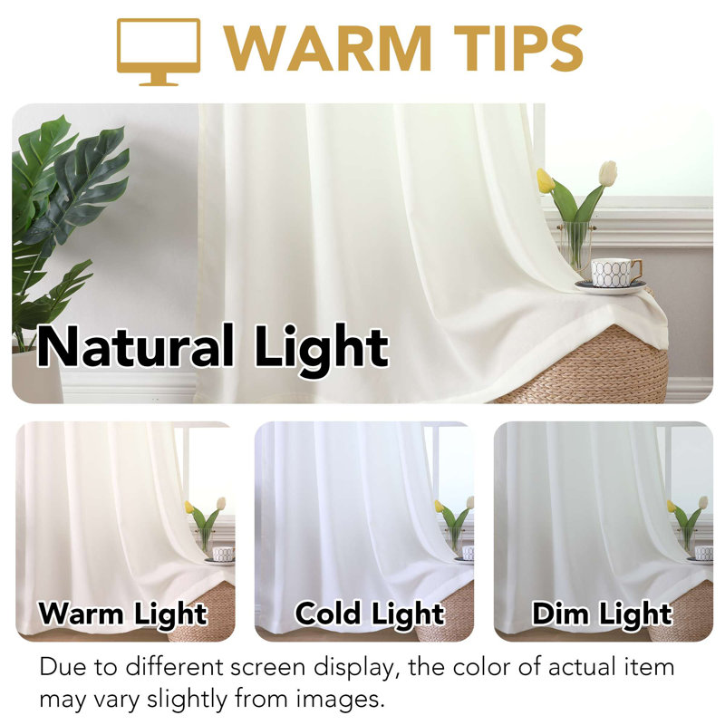 Sheer Curtains Non-See-Through Farmhouse Curtains for Living Room Light Filtering Semi Sheer Curtains for Bedroom Privacy Window Curtains Drapes 2 Panels Rod Pocket
