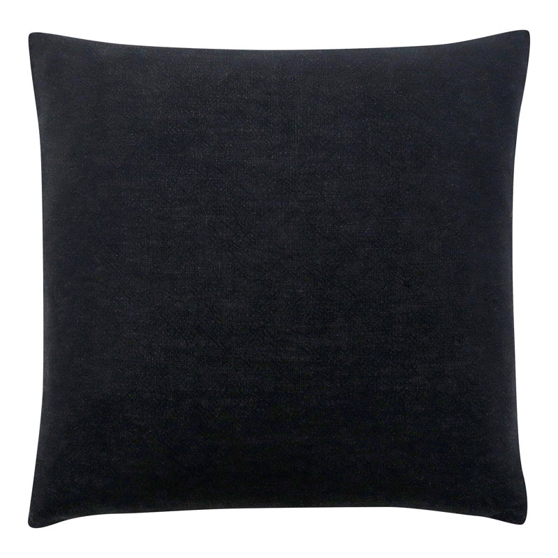  Housse et insert de coussin carré en mélange de lin Couture, Noir