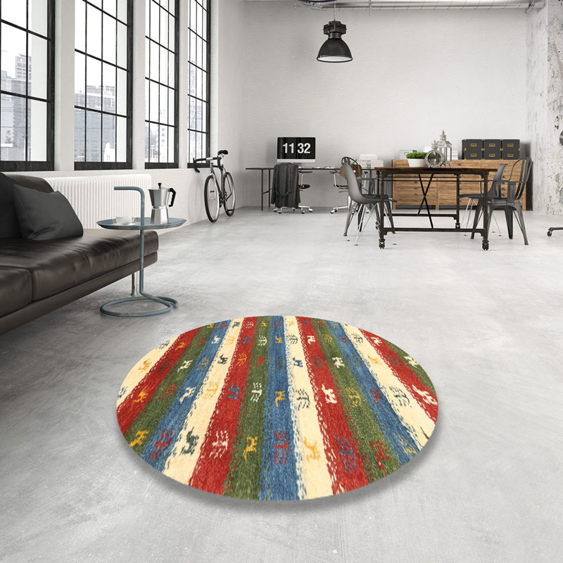 Tapis beige / vert / rouge pennsbury, Rond 5 pi