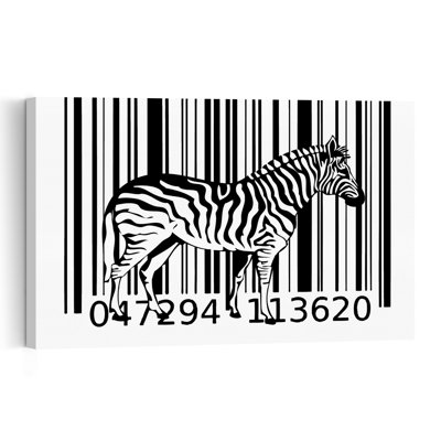 Modern Zebra Barcode Abstract Bold Contemporary Zebra Wildlife Wall Art Print by Rafal Kulik - Wrapped Canvas Print