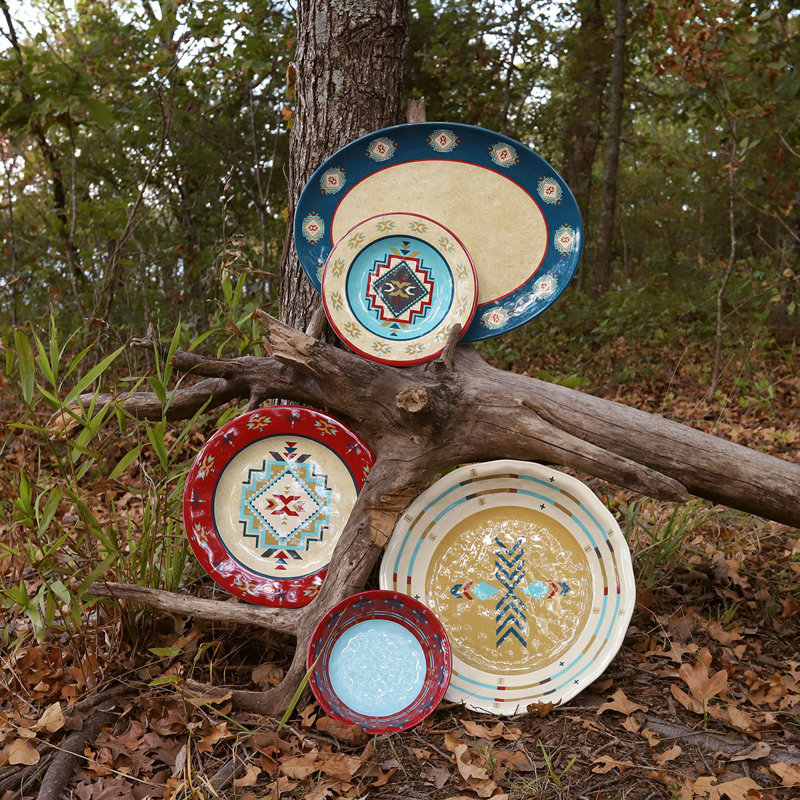 Spirit Valley Aztec Print Melamine 14-Piece Dinnerware Set