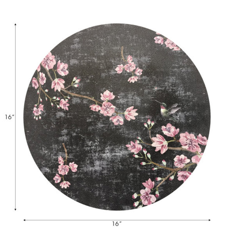 Blossom Fantasia Pebble 16" Vinyl Placemat, Black/Pink