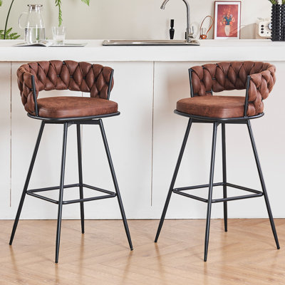 2Pcs Upholstered Suede Fabric  360Â° Swivel High Bar Stool -  Corrigan StudioÂ®, 33BFB57459844F93B61034A1B10FB498