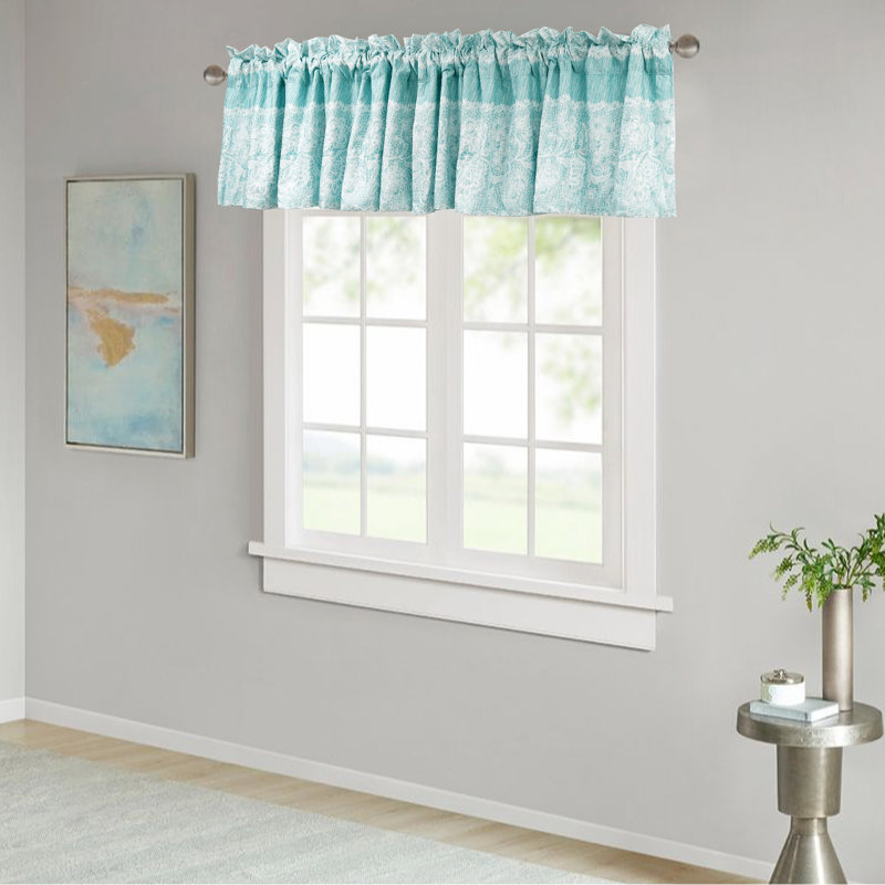 Paisley Tailored Window Valance, Teal Aqua