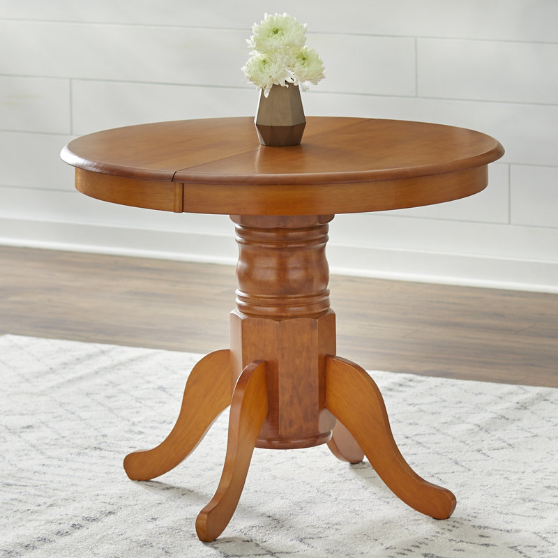 Kaneshiro Solid Wood Top Pedestal Dining Set, Oak, 7 Pieces: Table, 6 Chairs