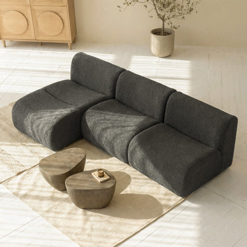 Chaise sans accoudoirs modulaire (gris), Grey Teddy