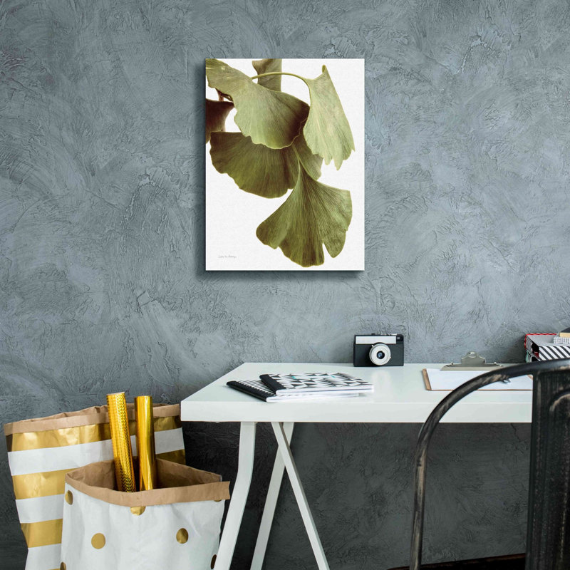 «Ginko Color on White» par Debra Van Swearingen, art mural sur toile, H 16 po x l 12 po x P 0,75 po