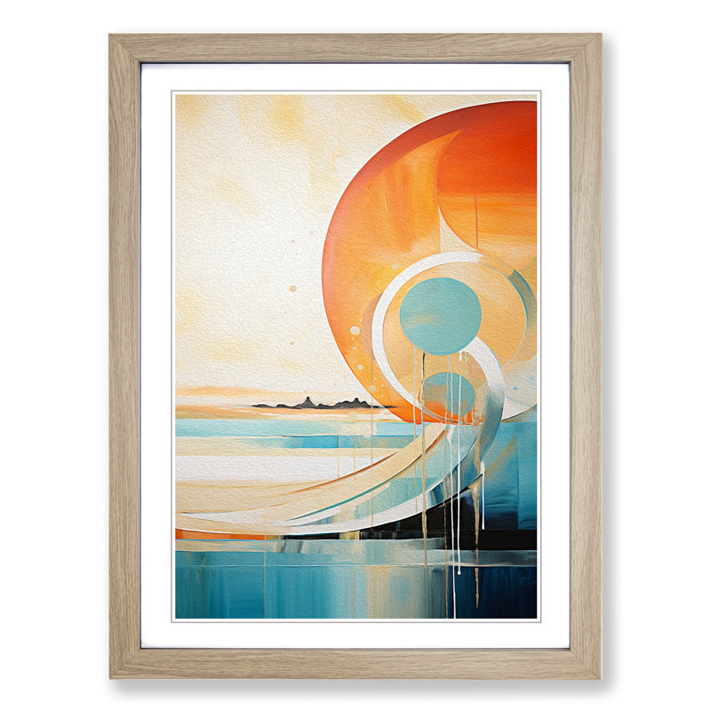 Beach Abstract Art - Framed Print, 64cm H x 46cm W, Oak Framed