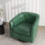 Fauteuil demi-tonneau pivotant en similicuir vert Applewold avec base en bois massif-278227327