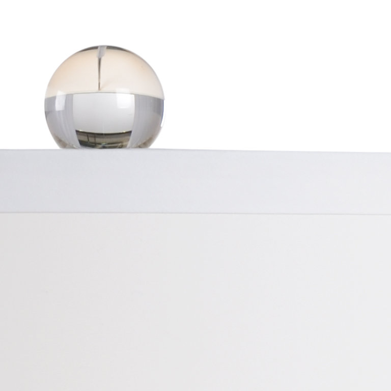 Clear Crystal and Brass Table Lamp with Off-White Silk Shade