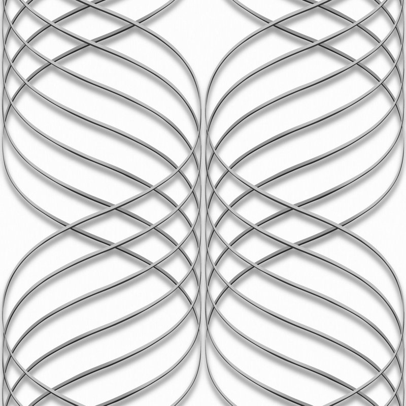 Rouleau de papier peint en trellis 33 pi x 21 po Willsboro, Gris / Blanc