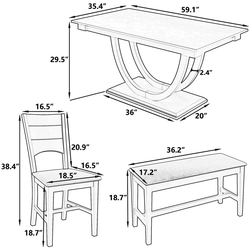 Aspelare Rectangular Dining Set, Natural Wood