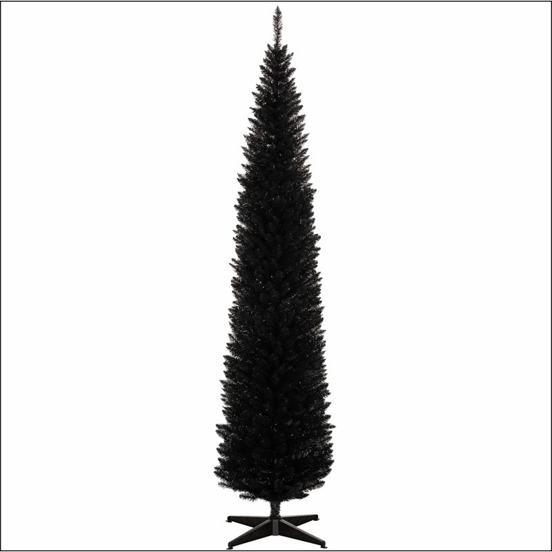 Arbre de Noël artificiel 8 pi avec 818 pointes de branches réalistes et base en plastique, noir