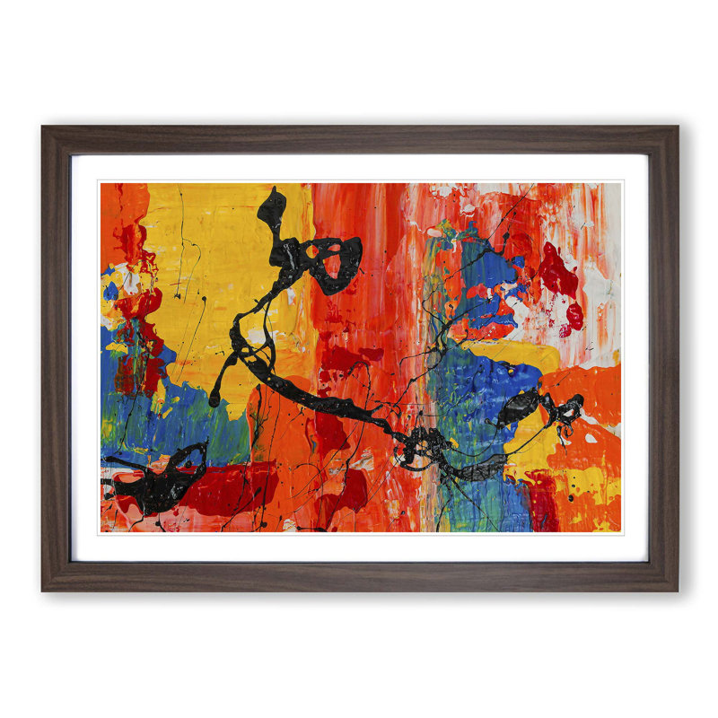 Abstract Art Painting Vol.161 by S.Johnson - Picture Frame Painting Print on MDF, 62cm H x 87cm W x 2cm D, Walnut Framed