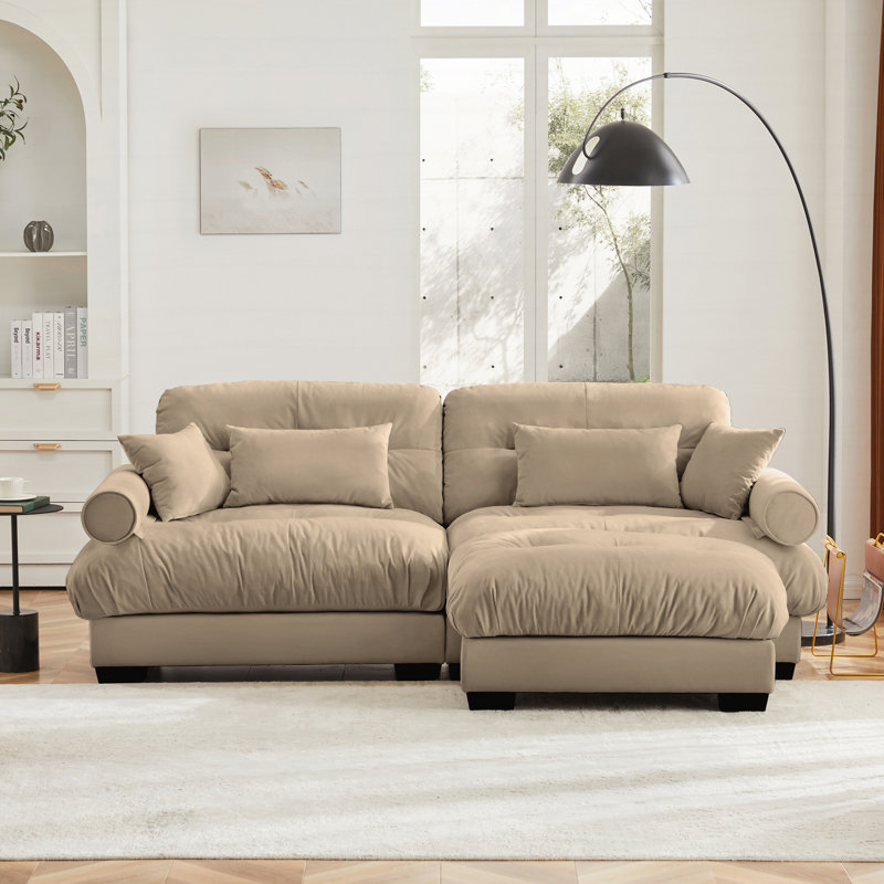 Super Comfort Oversized Modular Sectional Sofa Couch With Movable Ottoman,Corner Sectional With Bolstered Armrests, Deep Seat Cloud Couch, Convertible L Shaped Couch