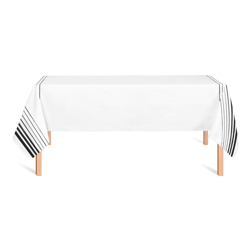 Nappe rectangulaire à rayures en polyester, Noir