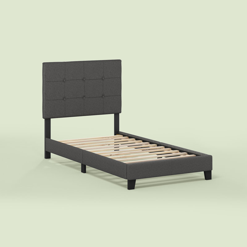 Magin Upholstered Platform Bed, Twin, Stone