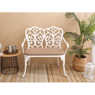 Patio Garden Bench With Floral Rose, Metal Park Bench