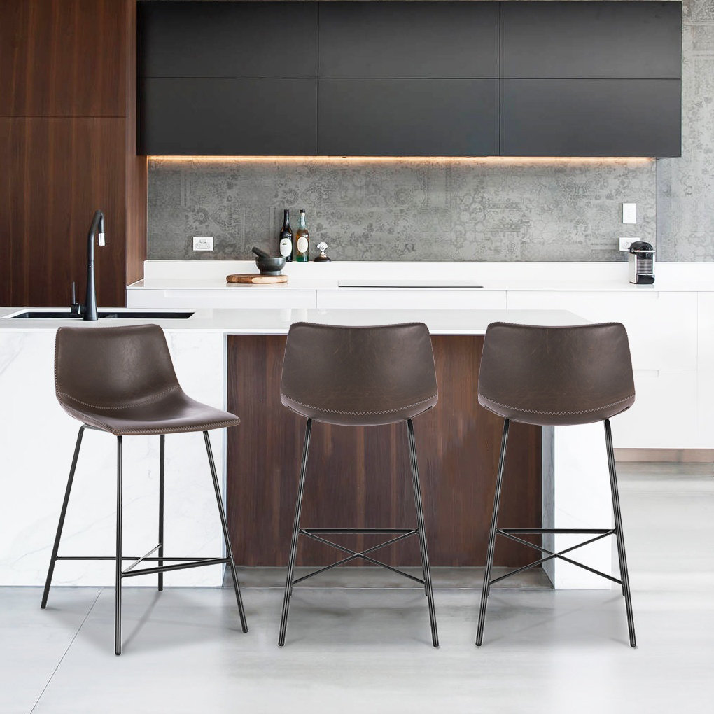 Paxton Leatherette Stool, Brown