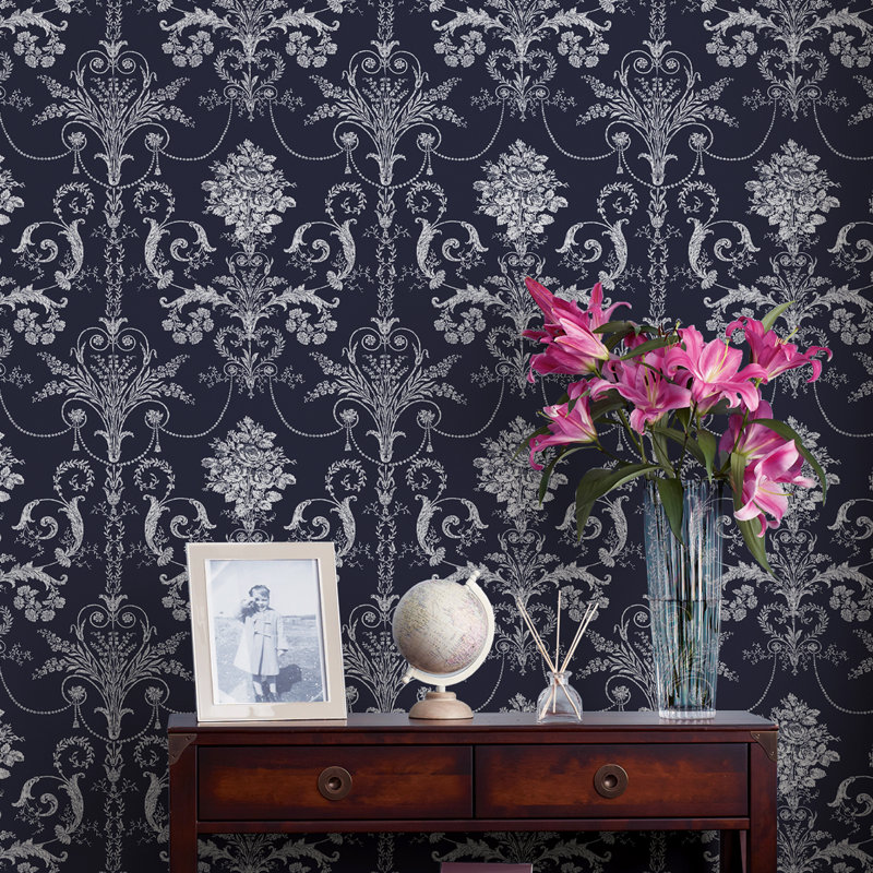Laura Ashley Josette Wallpaper Roll, Midnight