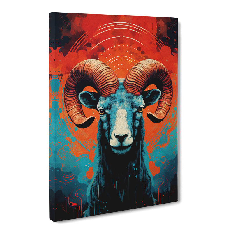 Aries Zodiac Colour Field - Wrapped Canvas, 50cm H x 35cm W x 3cm D