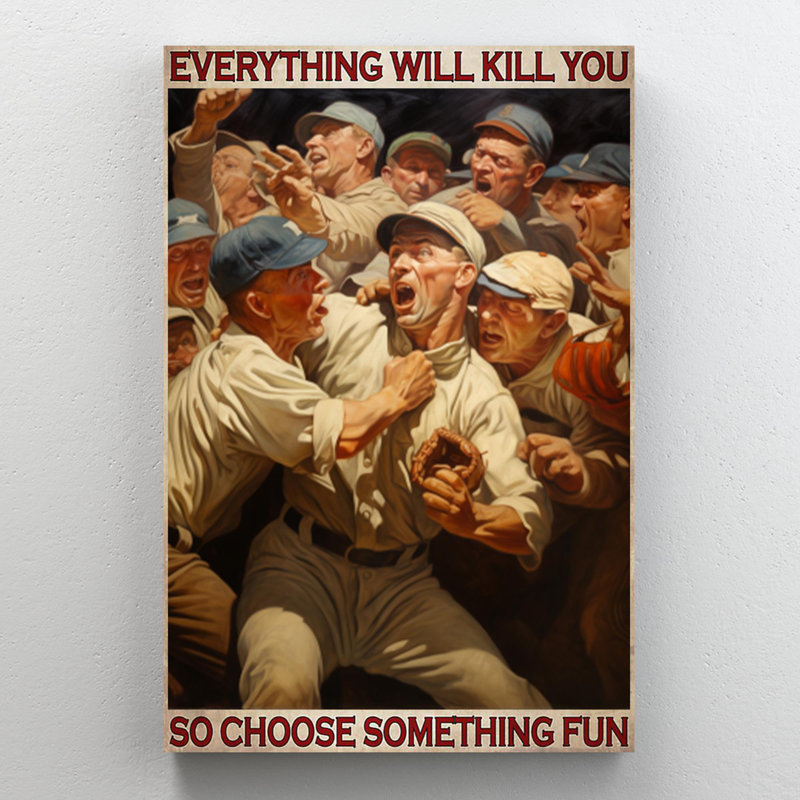 Baseball Choisissez quelque chose d'amusant sur toile, H 36 po x l 24 po x P 1,25 po