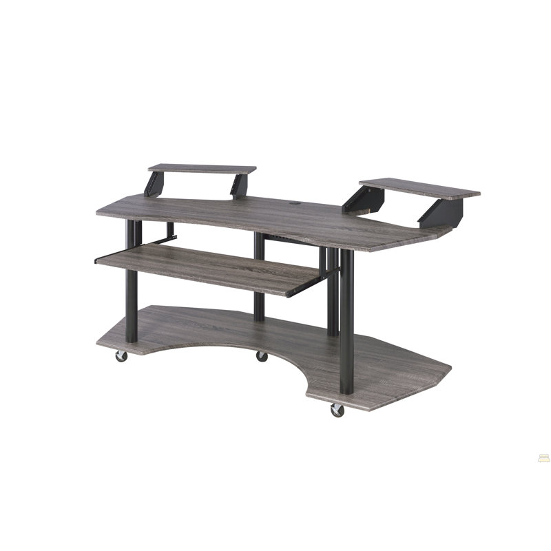 Bureau studio 71 po Eleazar, H 37 po x l 40 po x P 71 po, Chêne foncé / noir
